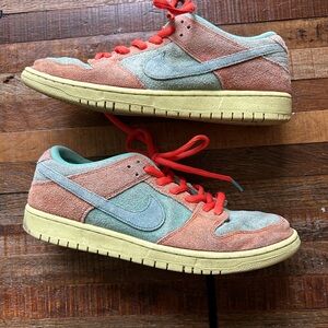 Nike SB Dunk Low Pro PRM Orange/Noise Aqua-Emerald Rise-Lemon Chiffon.